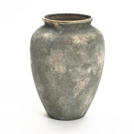 LuxenHome Rustic Gold and Brown Terracotta 15 Inch Tall Urn Vase