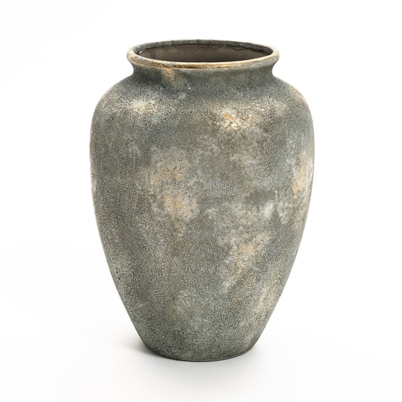 LuxenHome Rustic Gold and Brown Terracotta 15 Inch Tall Urn Vase