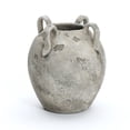 thumbnail image 1 of LuxenHome Rustic Gray and White Terracotta 10-Inch Round Vase with Handles, 1 of 8