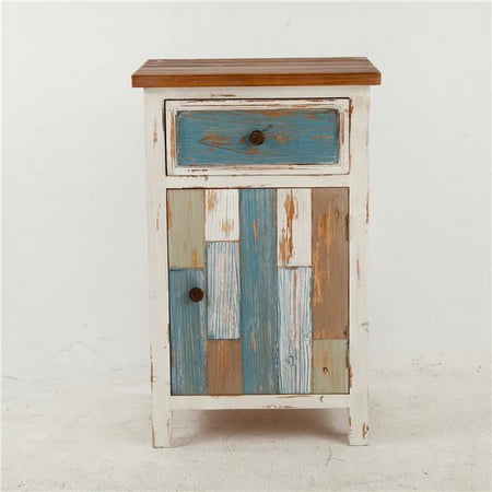 LuxenHome Rustic Multi-Color Accent End Table