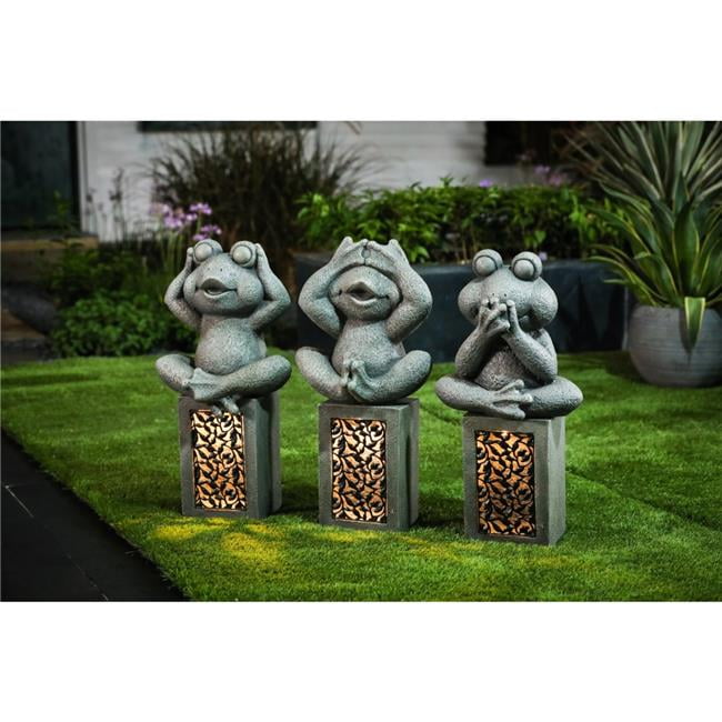 Luxen Home See, Hear, Speak No Evil Set of 3 Garden Frog Solar