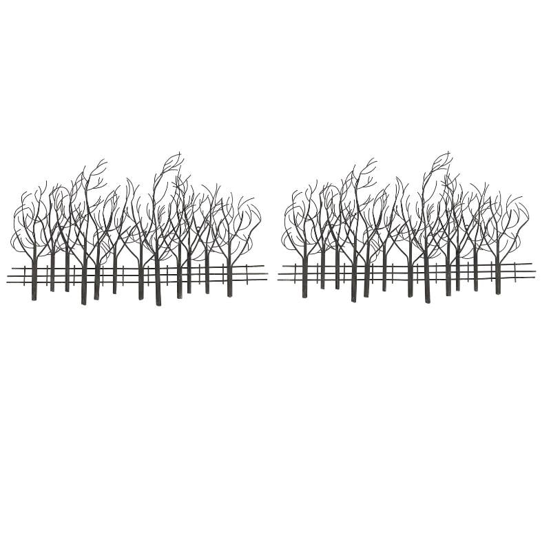 LuxenHome Set of 2 Black Metal Trees Wall Decor