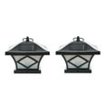 thumbnail image 1 of LuxenHome Set of 2 Black Plastic Solar Post Lights, 1 of 9