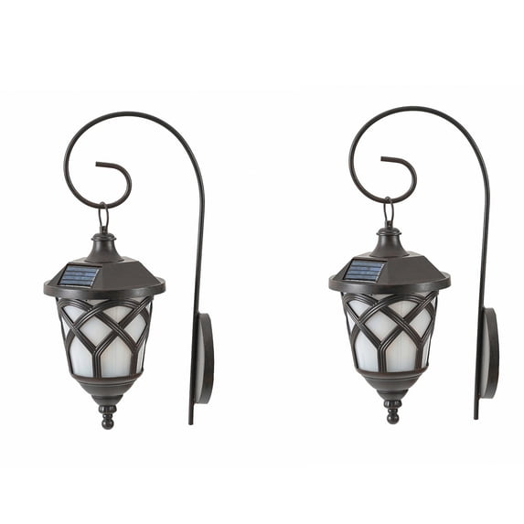 LuxenHome Set of 2 Solar Powered Outdoor Wall Light Sconces