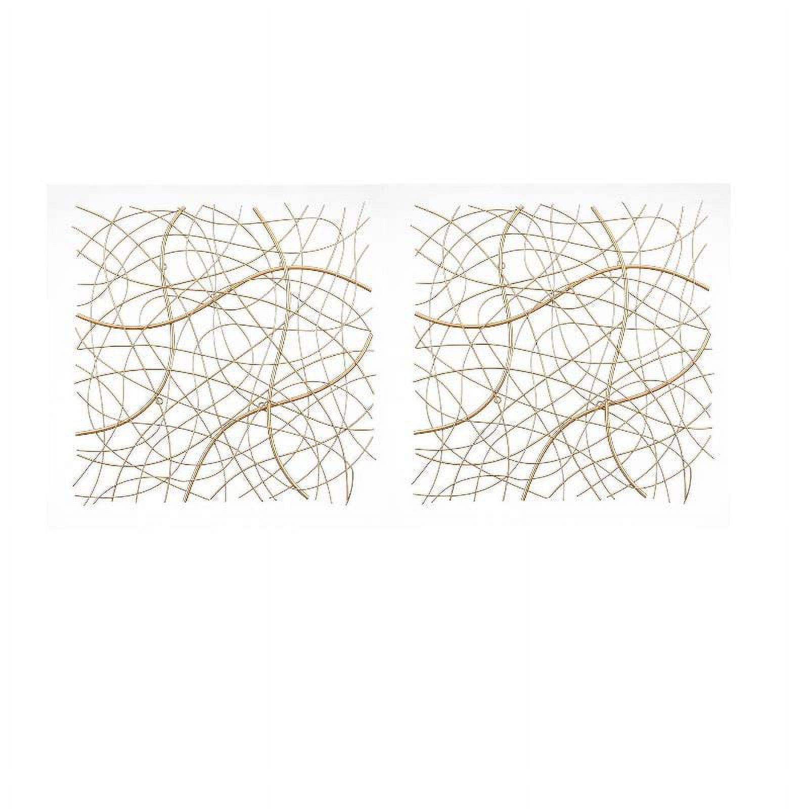 LuxenHome Set of 2 Gold Abstract Square Metal Wall Decor