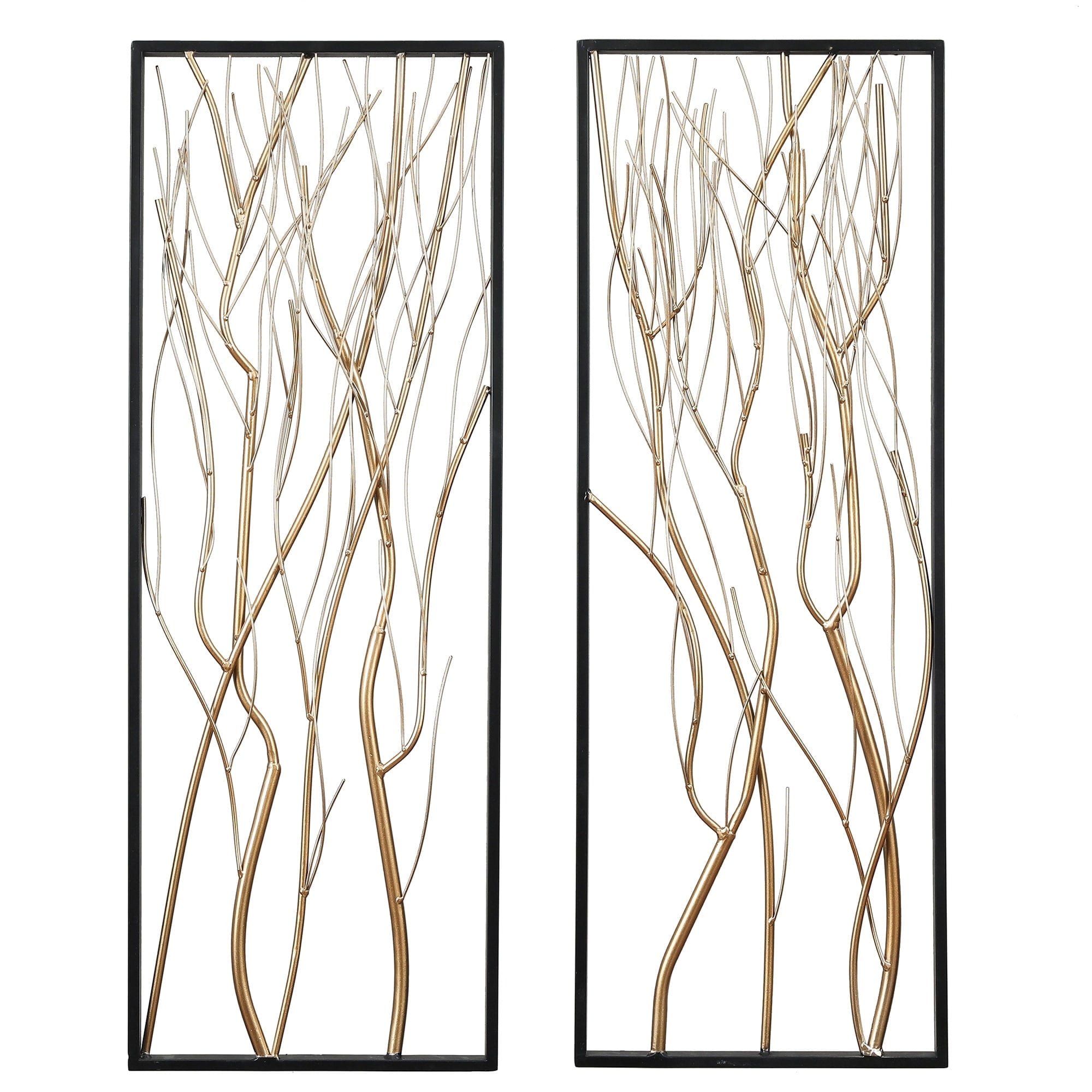 Gold and Black Metal Branch Wall Decor Set, 36-Inch