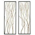 thumbnail image 1 of LuxenHome Set of 2 Gold Branches and Black Frame Rectangular Metal Wall Decor, 1 of 10