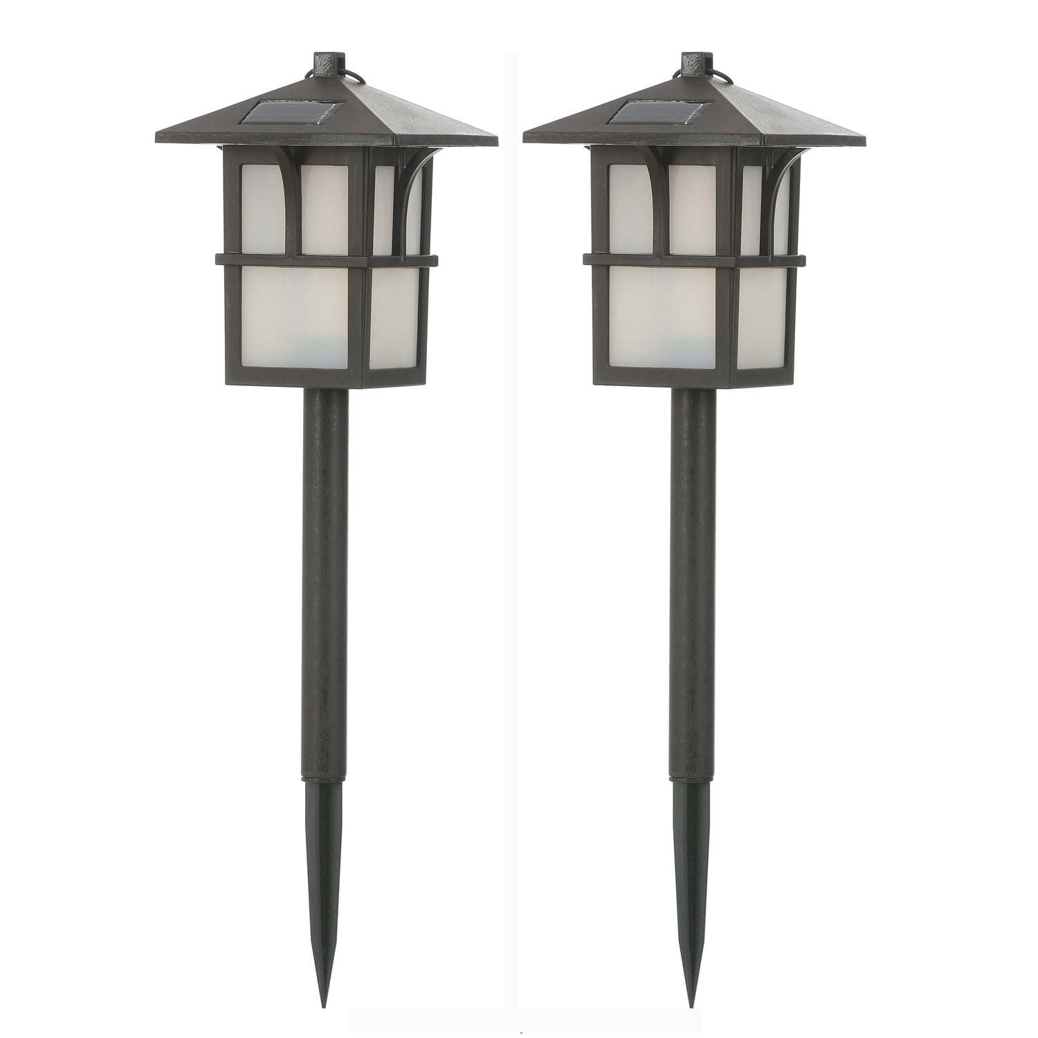 LUXEN HOME LuxenHome Set of 2 Pagoda Solar Pathway Lights
