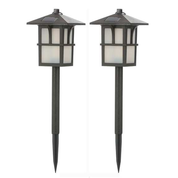 LuxenHome Set of 2 Pagoda Solar Pathway Lights