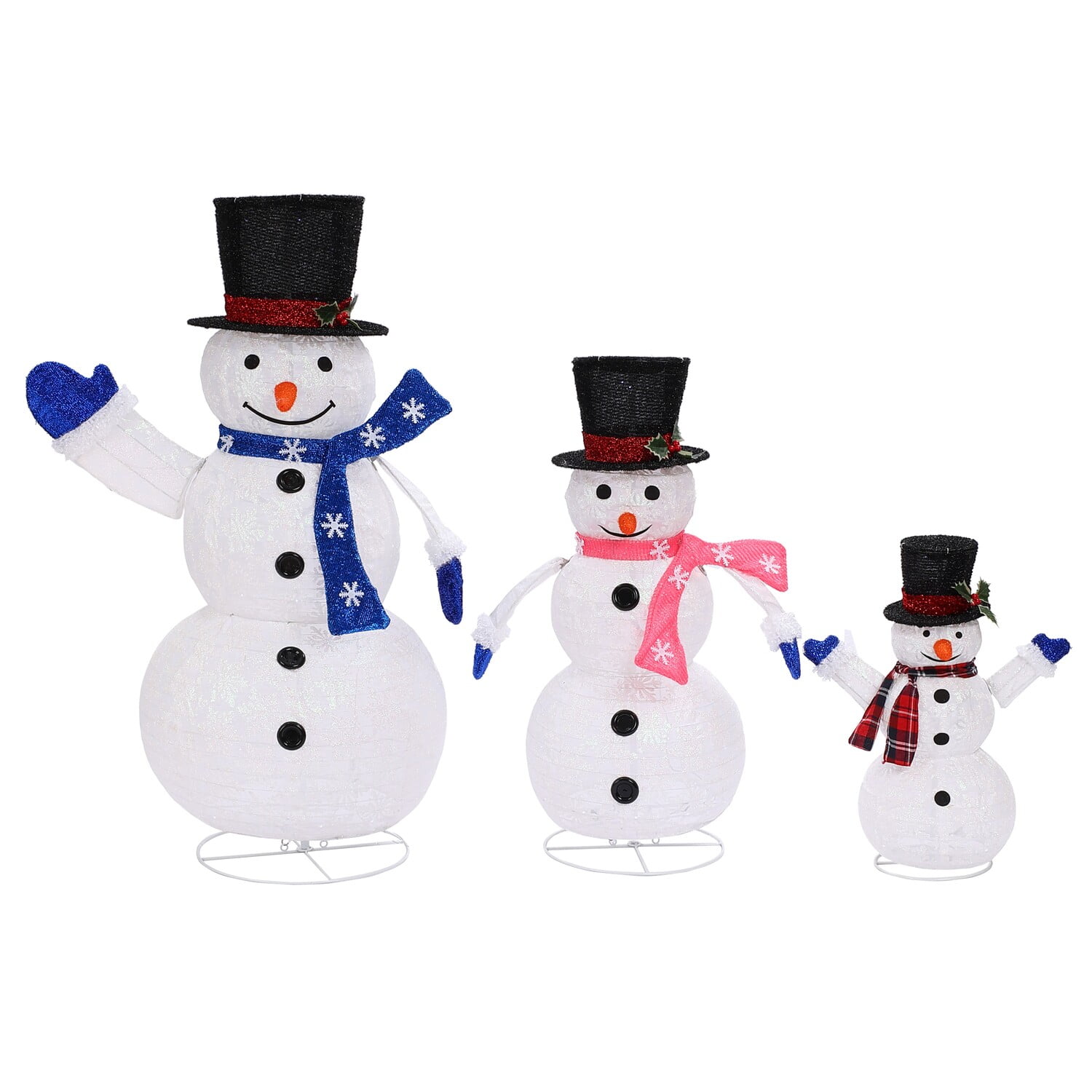 LuxenHome Christmas Outdoor Figures - Snowman Family LED Lighted