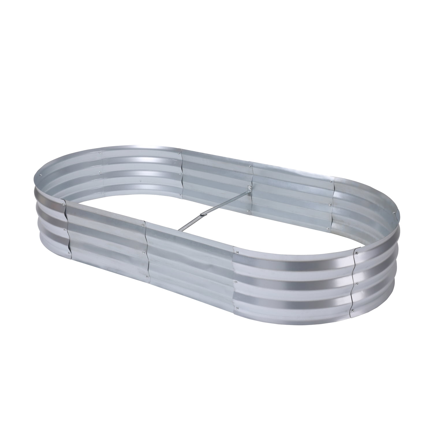 Oval Silver Galvanized Steel Raised Garden Bed Planter, 6ft x 3ft
