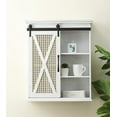 LuxenHome Sliding Door White Wood Wall Farmhouse Wall Storage