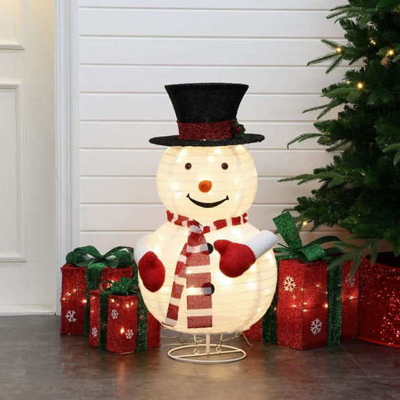 LuxenHome Snowman Lighted Globe Indoor and Outdoor Holiday Decoration