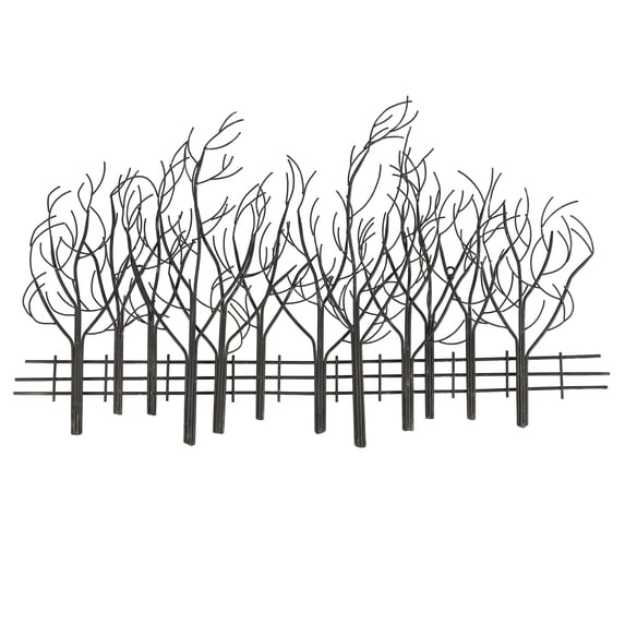 Snowy Black Metal Field of Trees Wall Decor