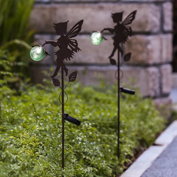 Luxen Home Set of 2 Fairy Solar Light Stakes
