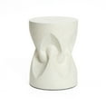 thumbnail image 1 of LuxenHome Speckled Off White Modern Spade Round 17-Inch Tall Cement Side Table, Indoor and Outdoor, 1 of 6
