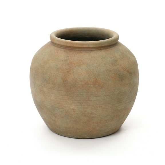 LuxenHome Terracotta 10" Round Vase with Natural Earth Tones, Accent for Farmhouse or Boho Interiors
