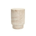 thumbnail image 1 of LuxenHome Travertine-Style Round Ribbed MgO Side Table, 1 of 7
