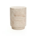 thumbnail image 1 of LuxenHome Travertine-Style Round Textured MgO Side Table, 1 of 7
