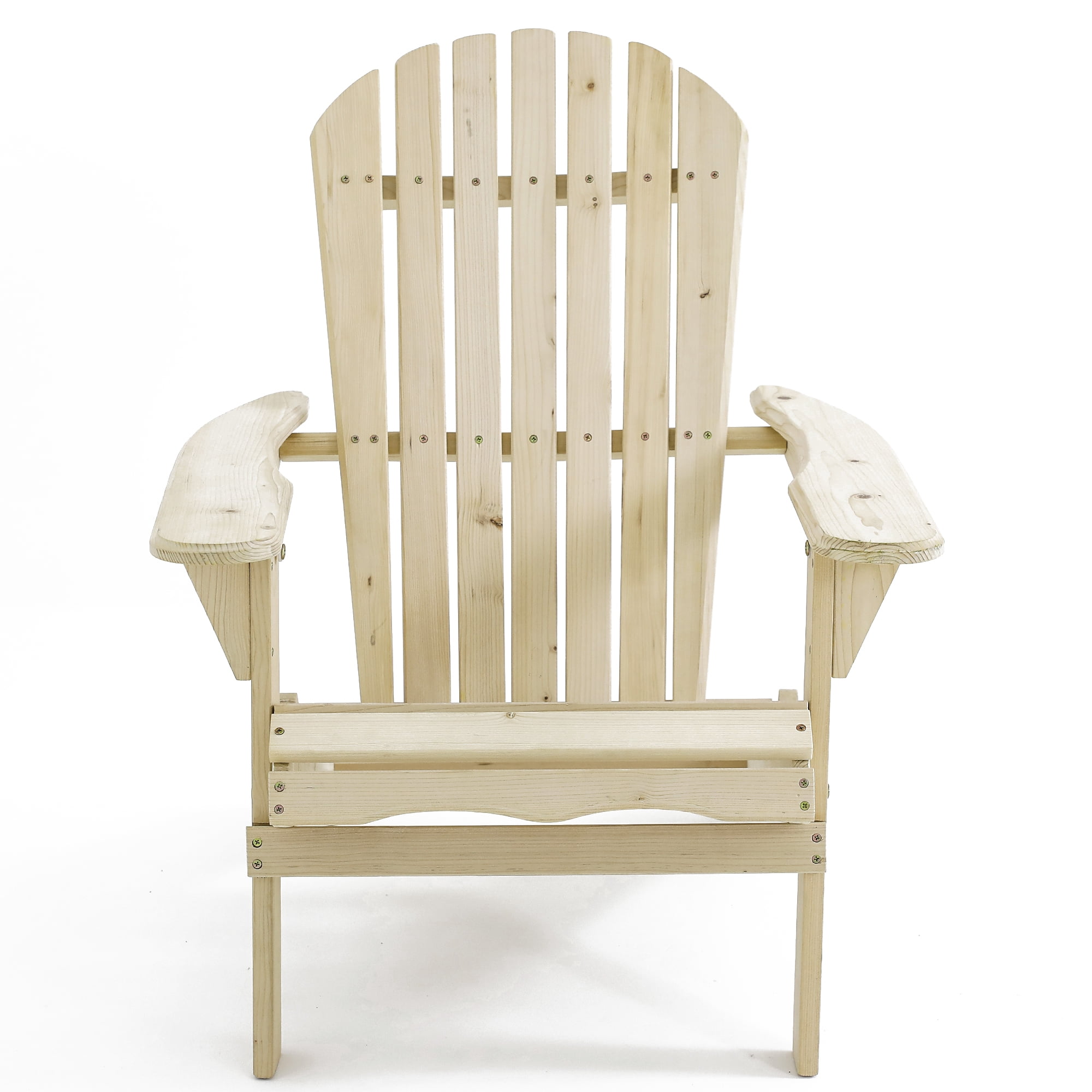 LuxenHome Unfinished Hemlock Wood Adirondack Chair, Foldable, Paint or Stain, Outdoor Patio