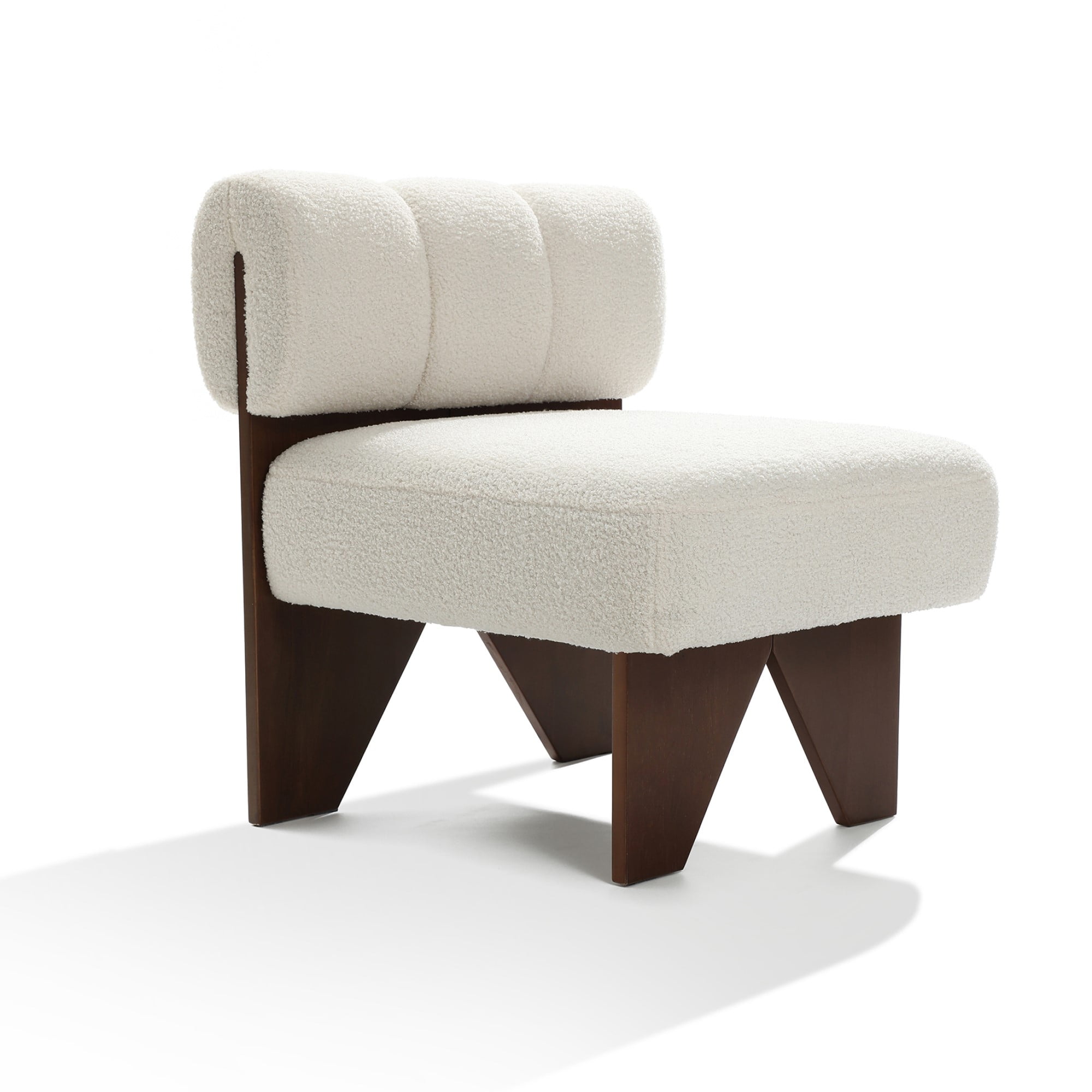 LuxenHome Upholstered White Modern Armless Accent Chair