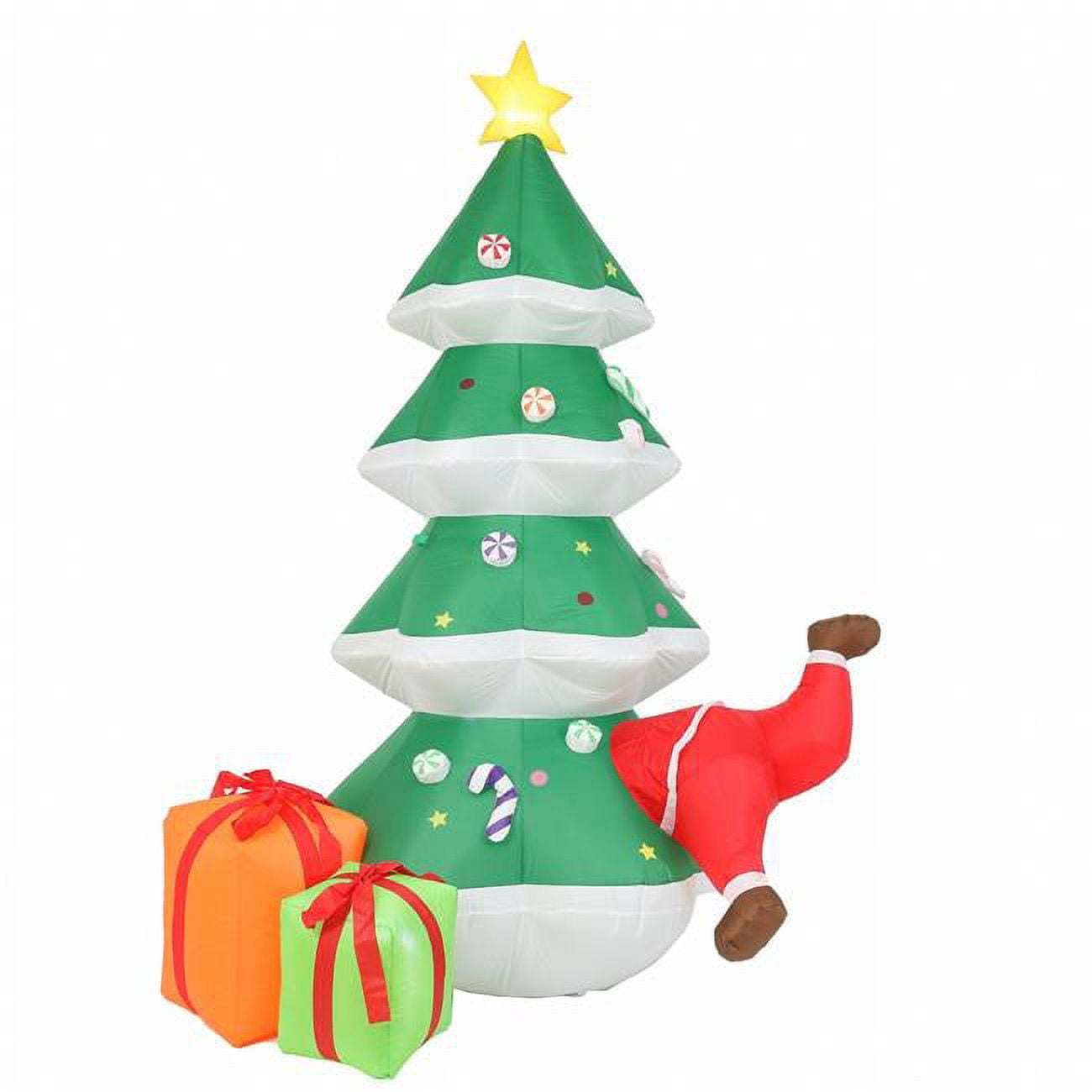 LuxenHome WHIN1407 8 ft. Santa Stuck Christmas Tree Inflatable with LED