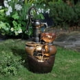 LuxenHome Water Fountain Outdoor Garden, Resin Barrel, Birds and Water