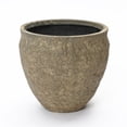 thumbnail image 1 of LuxenHome Weathered Earthstone Green Round Planter, 12.4" Round, Textured Concrete Pot, 1 of 8