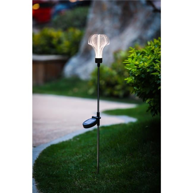 LuxenHome White 3D Heart Solar Light Metal Stake