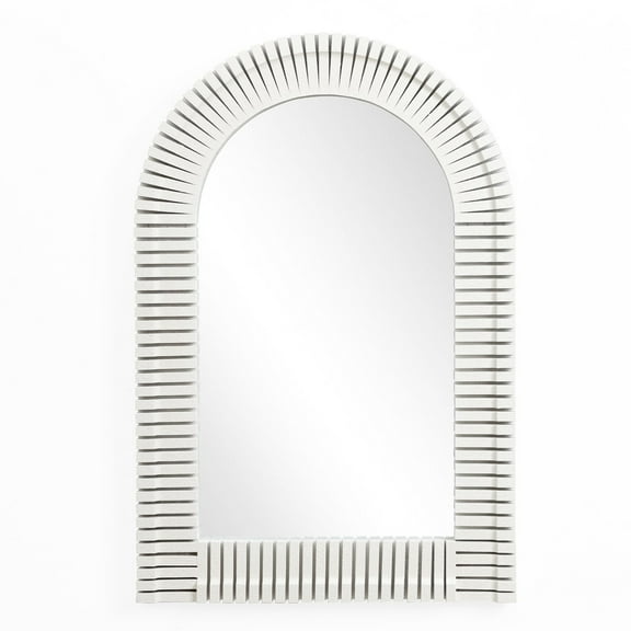 LuxenHome White Arch Rectangle 36-Inch Tall Wall Mirror, Accent and Vanity
