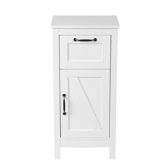 LuxenHome White MDF Wood 1-Door Bathroom Storage Cabinet