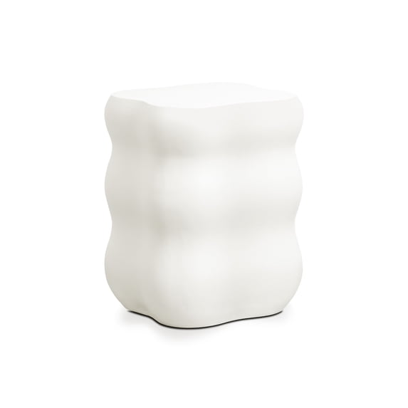 LuxenHome White MgO Modern Curves Square 18.5-Inch Tall Side Table, Indoor and Outdoor