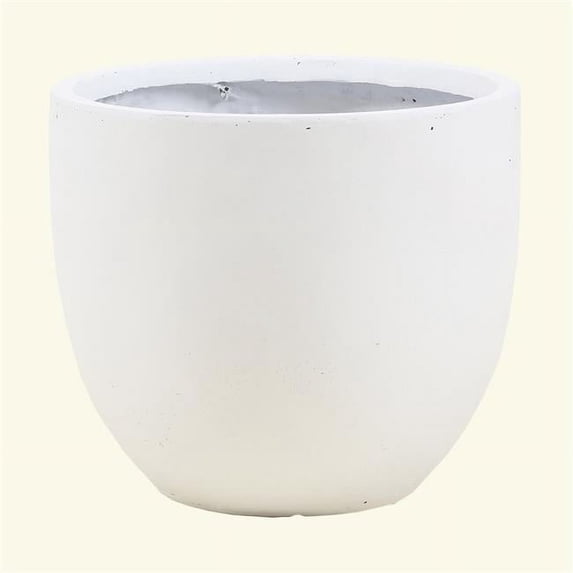 White MgO Round 12.2in. H Outdoor Planter