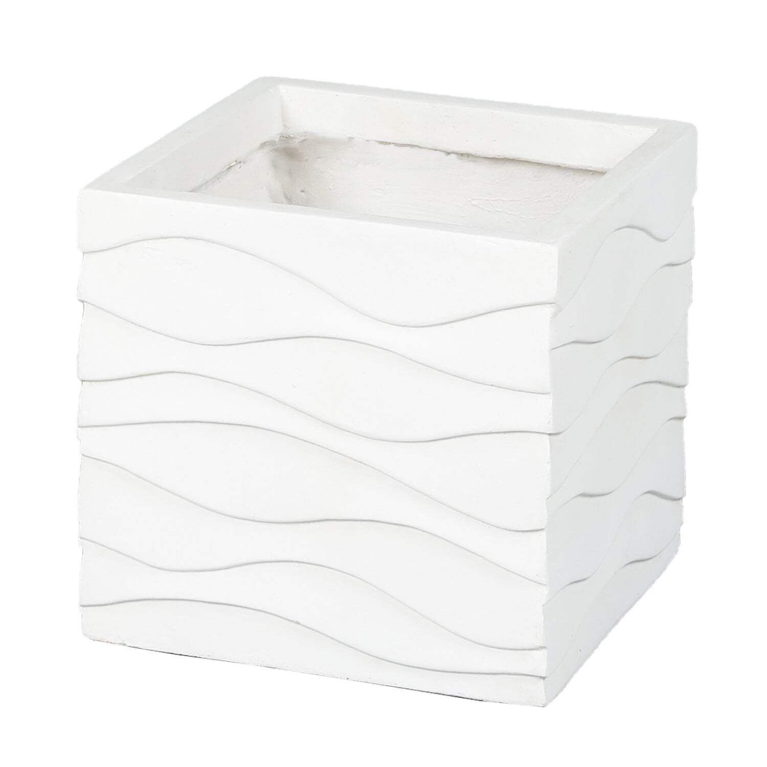 White Magnesium Oxide Wave Design Square Planter