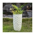 thumbnail image 1 of LuxenHome White MgO Geometric Pattern Round 22" Tall Planter, 1 of 10