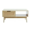 thumbnail image 1 of LuxenHome White Oak Finish Wood and Rattan Coffee Table, 1 of 6