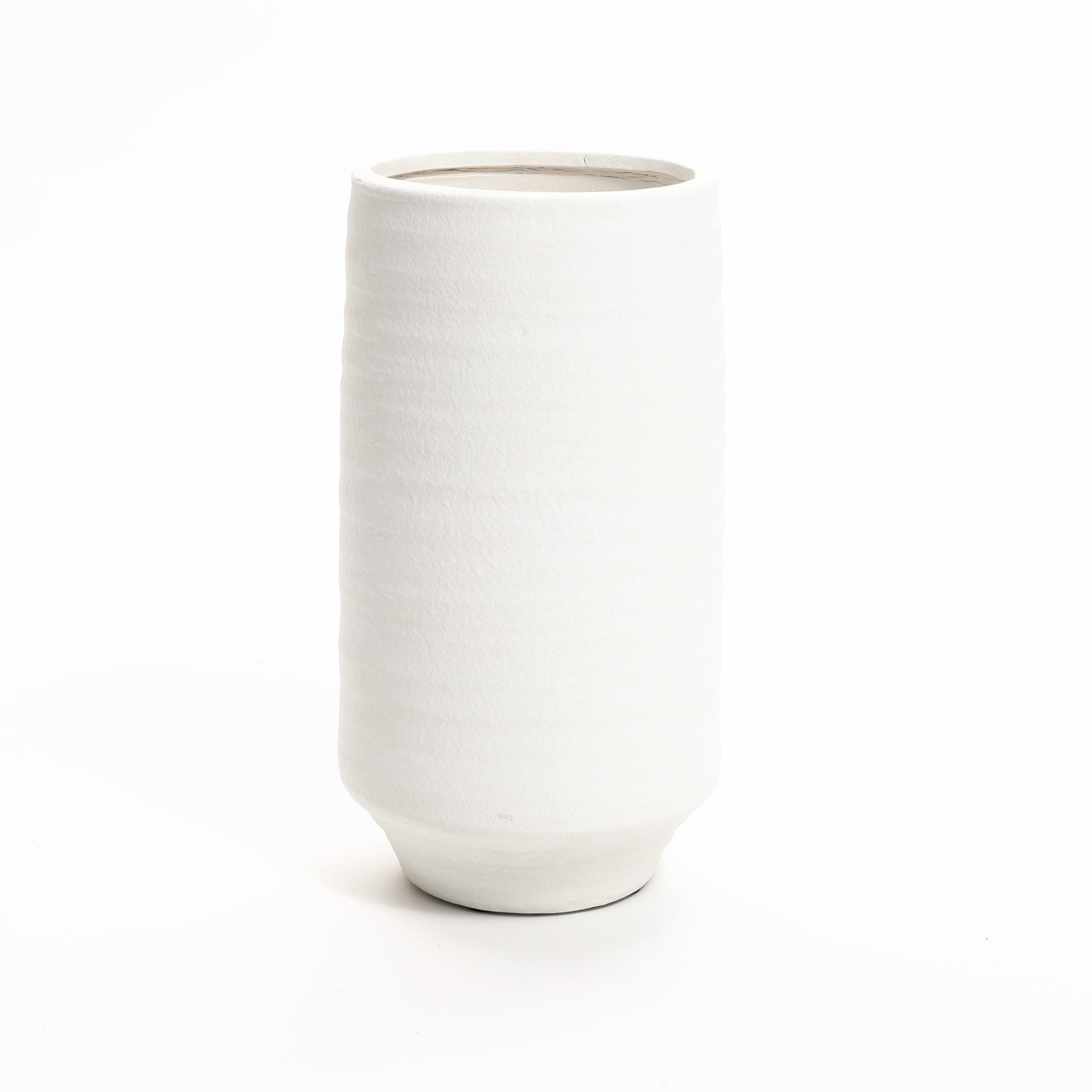 LuxenHome White Terracotta 16.1Inch Tall Indoor and Outdoor Cylinder