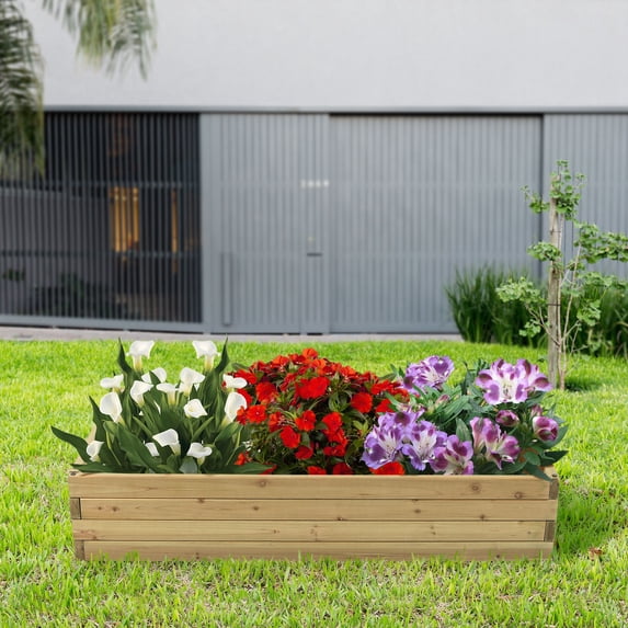 LuxenHome Wood 3.8ft x 2ft Raised Garden Bed