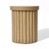 LuxenHome Wood Round Side Table, 19" Fluted End Ta