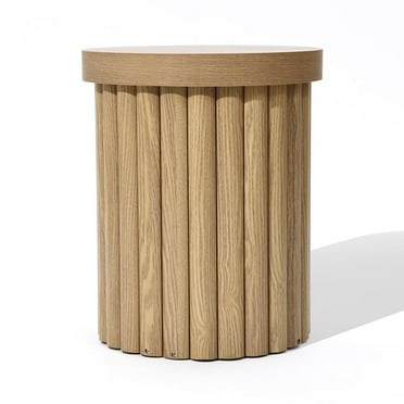 LuxenHome Wood Round Side Table, 19" Fluted End Table for Small Spaces, Mid Century Modern Wooden Accent Tables, Small Bedside Table, Couch Side Table, Nightstand for Living Room Bedroom Couch