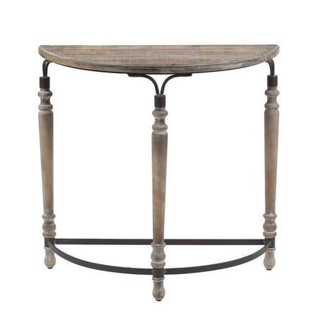 LuxenHome Wood Rustic Half Moon Entryway Table