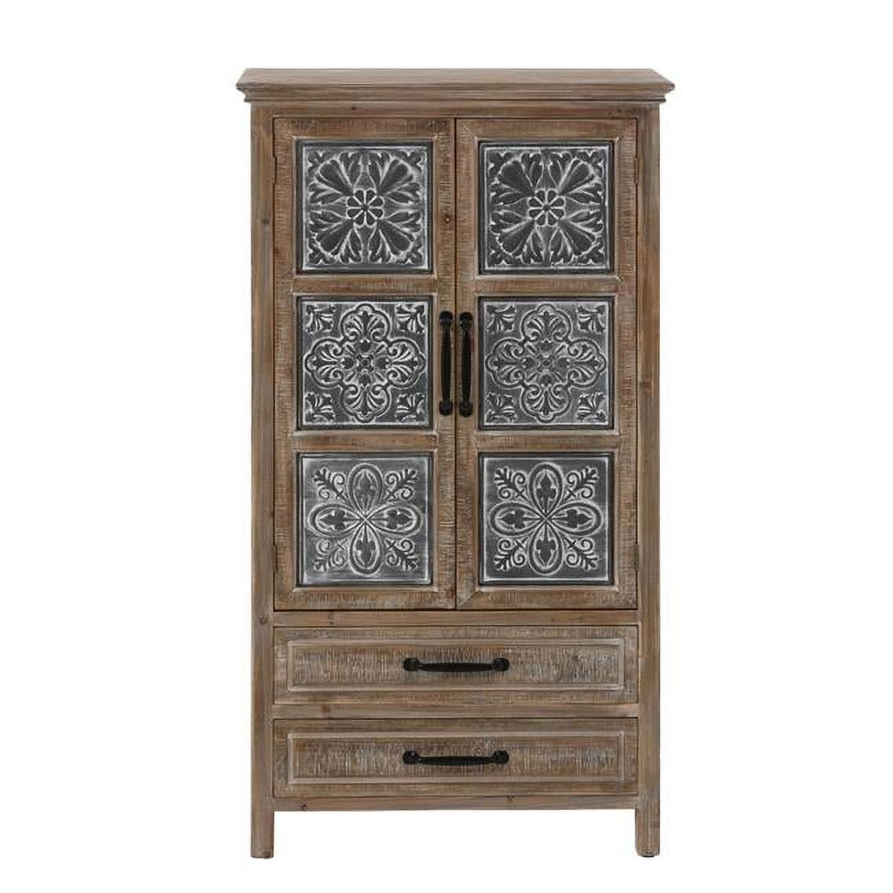 Rustic Farmhouse Wood and Metal 2-Door 2-Drawer Storage Cabinet