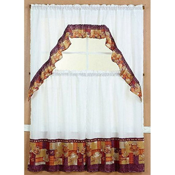 Empire Home Fashion Coffee Rod Pocket Light Filtering Curtains, 60” x 36” (3 Panels)