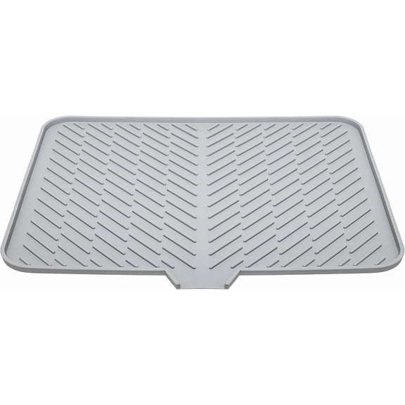 SSKDBFJG Silicone Dish Drying Mat with Built-in Drain Lip - Hygienic Drying Pad - Sturdy Compact Easy to Clean Tray Protects Surfaces Prevents Water Build Up - 23 X 17 (Grey)