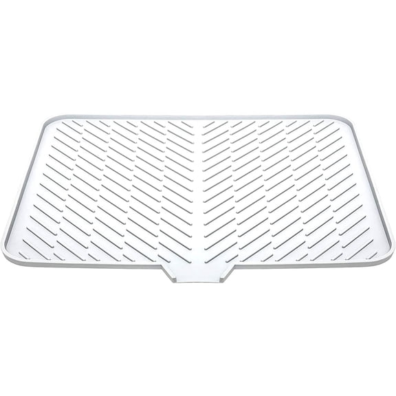 SSKDBFJG Silicone Dish Drying Mat with Built-in Drain Lip - Hygienic Drying Pad - Sturdy Compact Easy to Clean Tray Protects Surfaces Prevents Water Build Up - 23 X 17 (Grey)