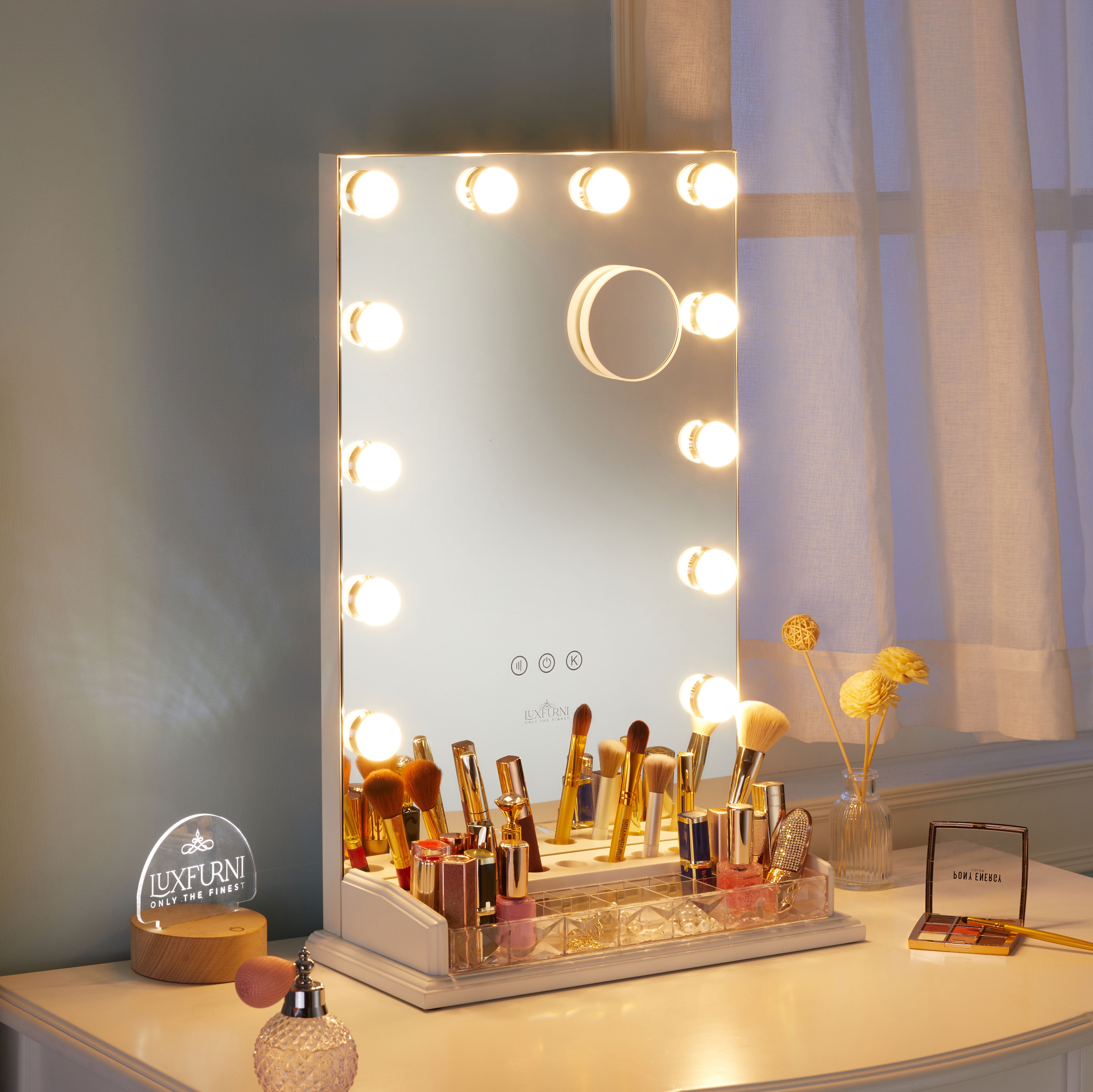 Luxfurni Vanity Mirror with Lights Makeup mirror with Touch Control ...