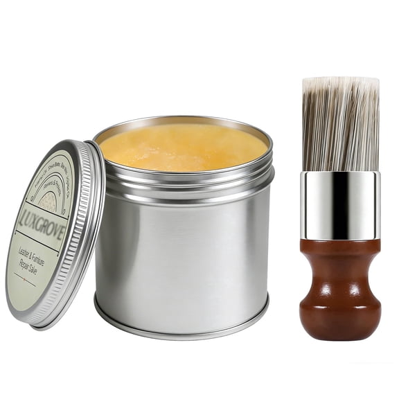 Luxgrove Leather Furniture Salve & Brush Set, Polisher, Moisturizer, For Couches And Furniture - Conditioner For Leather Cleaner, Wood, And Vinyl,Leather Furniture Repair Kit-100g