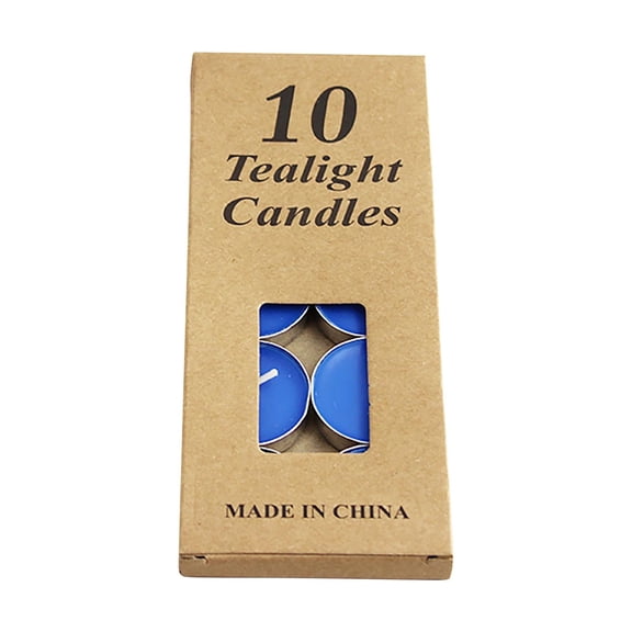 Luxicdy 10 Pcs Smokeless Unscented Tea Lights Candles in Bulk, Small Candle Butter Lamp Paraffin Candle, Small Votive Mini Tealight Candles for Home Pool Shabbat Weddings & Emergencies(Blue)