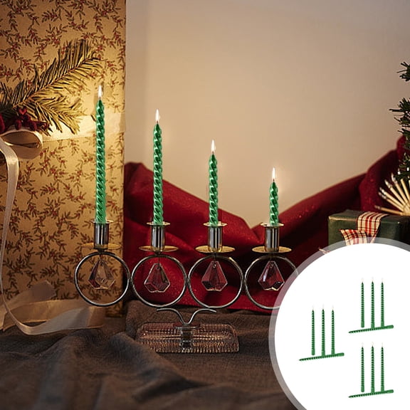 Luxicdy 12 Pack 10In Spiral Taper Candles for Christmas and Spring Home Decoration, Unscented Dripless Twisted Candlesticks for Dinner St. Patrick's Day Earth Day and Garden Parties(Green)