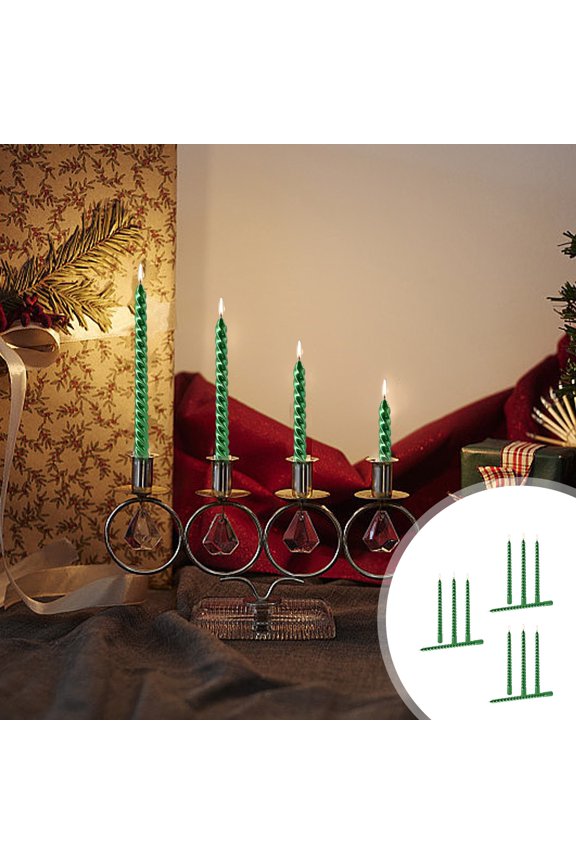 Luxicdy 12 Pack 10In Spiral Taper Candles for Christmas and Spring Home Decoration, Unscented Dripless Twisted Candlesticks for Dinner St. Patrick's Day Earth Day and Garden Parties(Green)